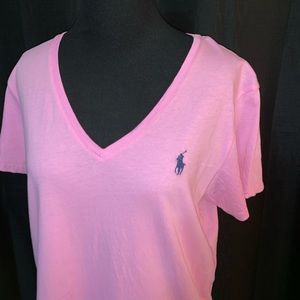 Pink Polo Ralph Lauren Women’s V-Neck Tee XL